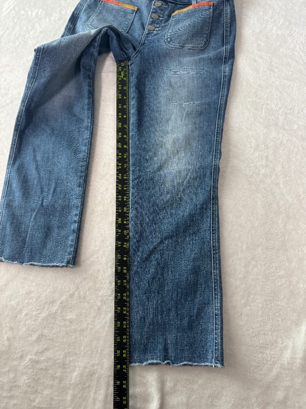 NYDJ Jeans Marilyn Straight Clean Horizon SZ 6 Ankle Raw Hem Multi Color Pockets - Picture 15 of 16